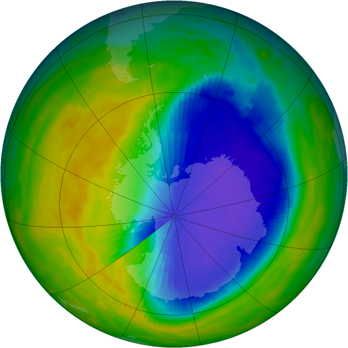 Antarctic ozone map for 23 October 1992